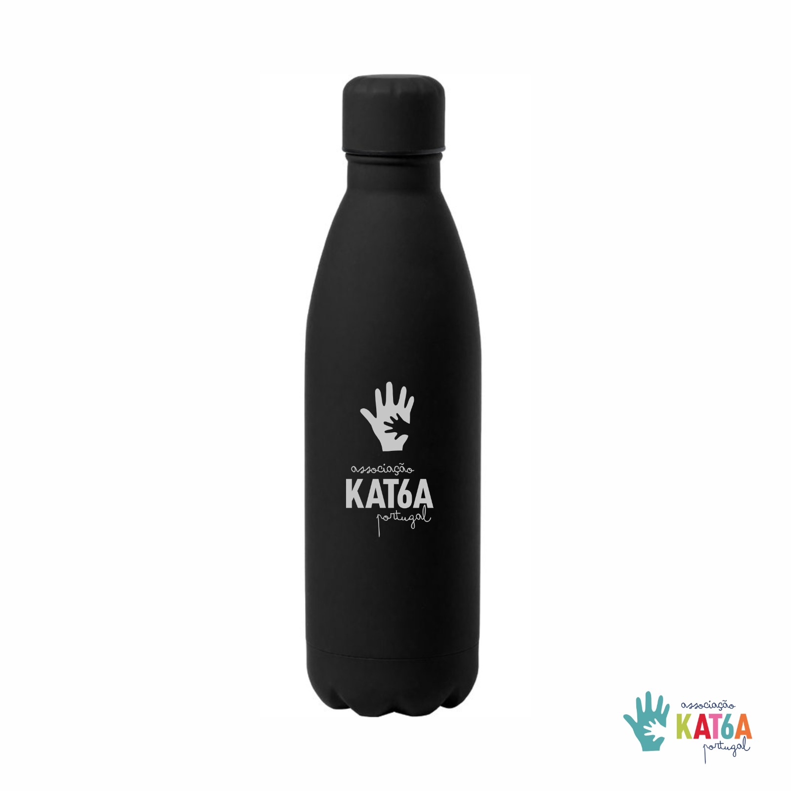 Garrafa preta com logótipo KAT6A Portugal